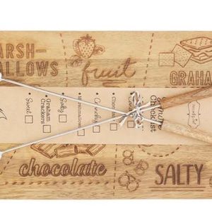 NWT 🍫🍓🫐 Mud Pie Wooden S'mores Map Board Set, 
Brown, 9" x 21.5"